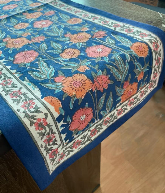 Handblock Printed Canvas Cotton Table Runner