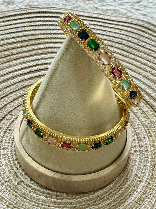 Multicoloured Kundan Bangles