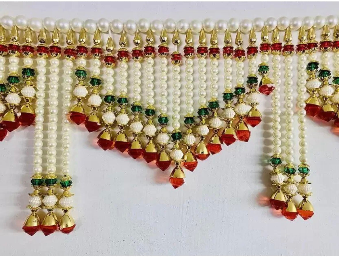 Crystal Pearls Door Hanging Toran, Bandhanwal, For Front Door/Temple/ Festival Decor/ Home Decoration