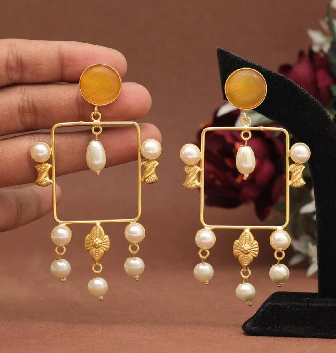 Yellow Color Amrapali Earrings