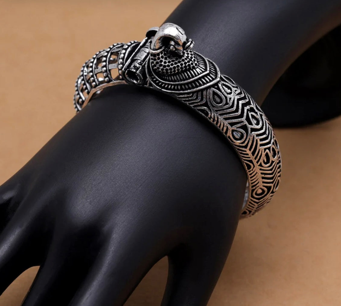 Silver Color Oxidised Bracelet