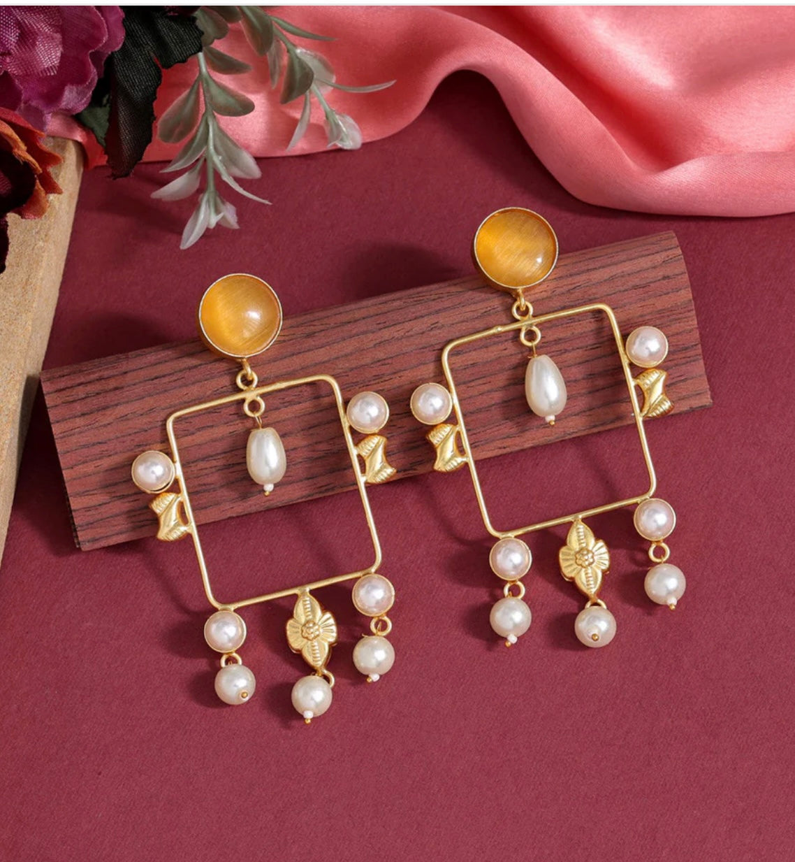 Yellow Color Amrapali Earrings