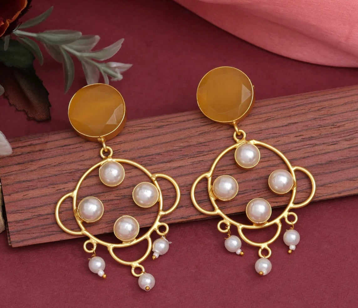 Yellow Color Amrapali Earrings