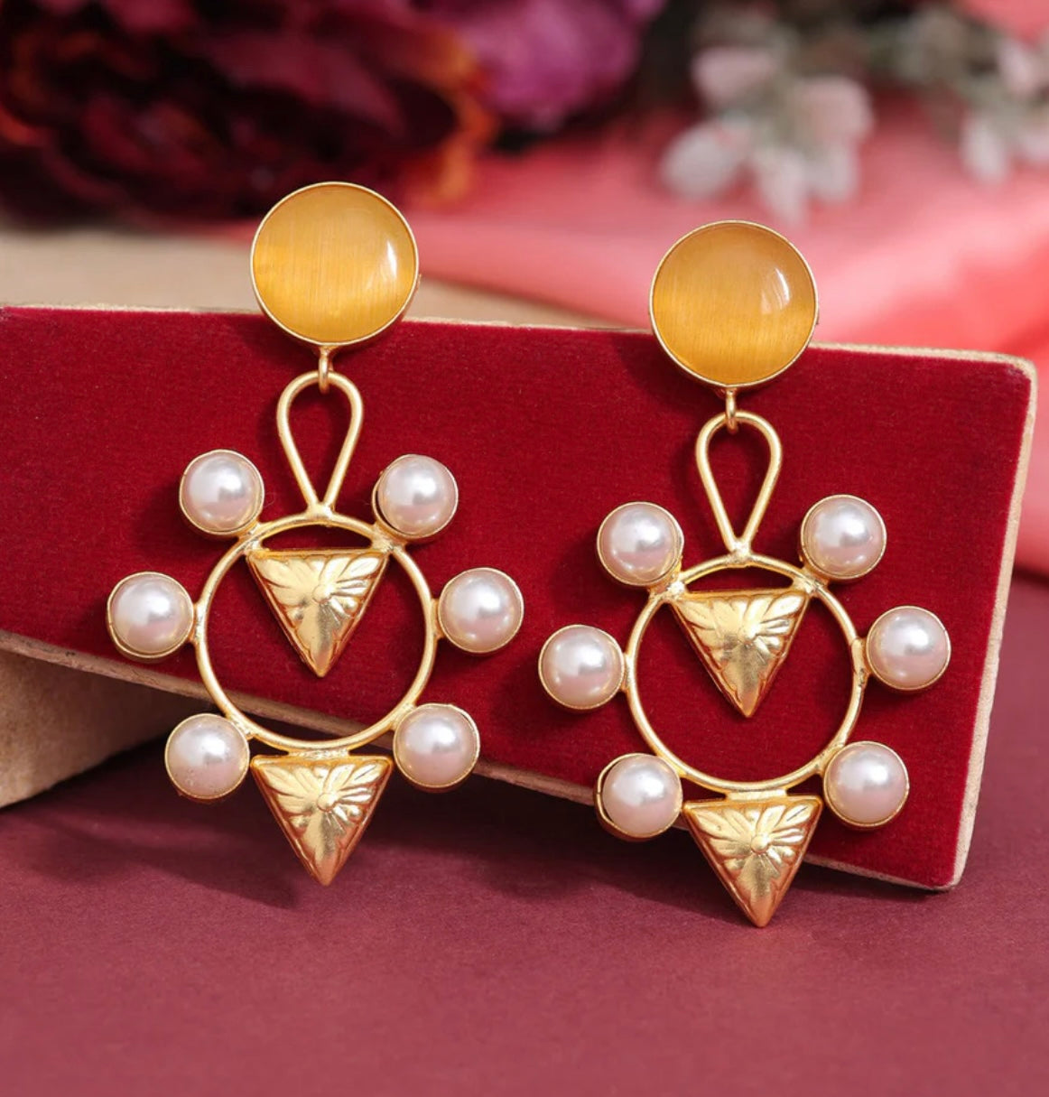 Yellow Color Amrapali Earrings