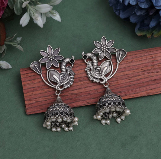 Black Color Oxidised Earrings