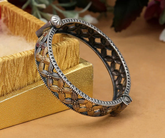 Gold & Silver Color Dual Tone Oxidised Bracelet