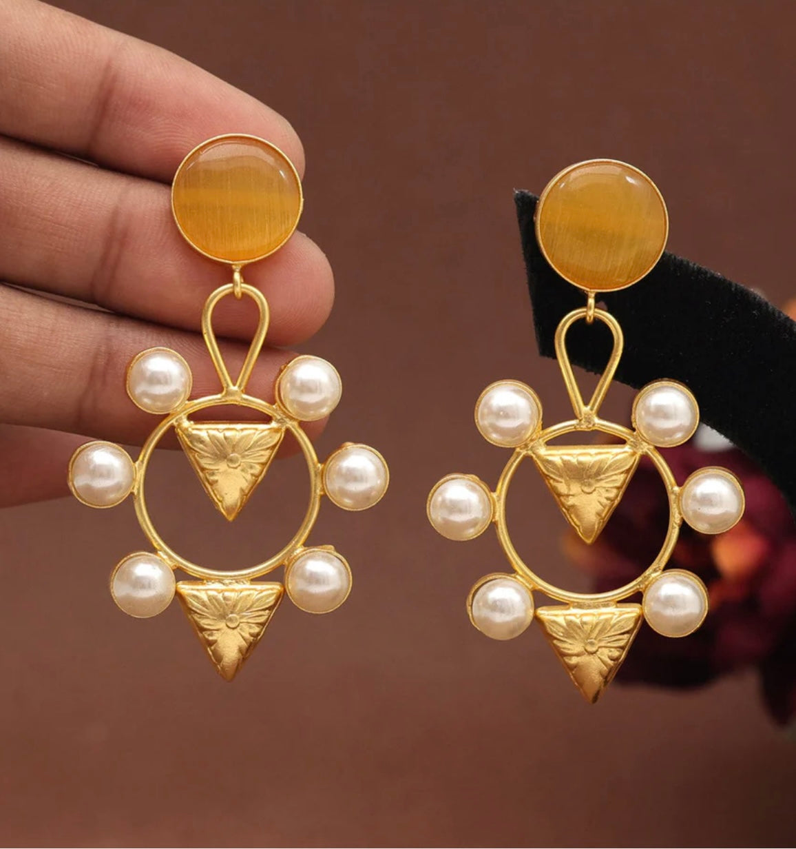 Yellow Color Amrapali Earrings