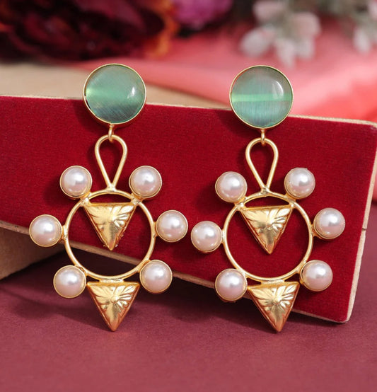 Turquoise Green Color Amrapali Earrings